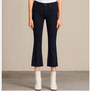 All Saints Heidi Cropped Flare Jeans Black Raw Hem Women’s Size 29